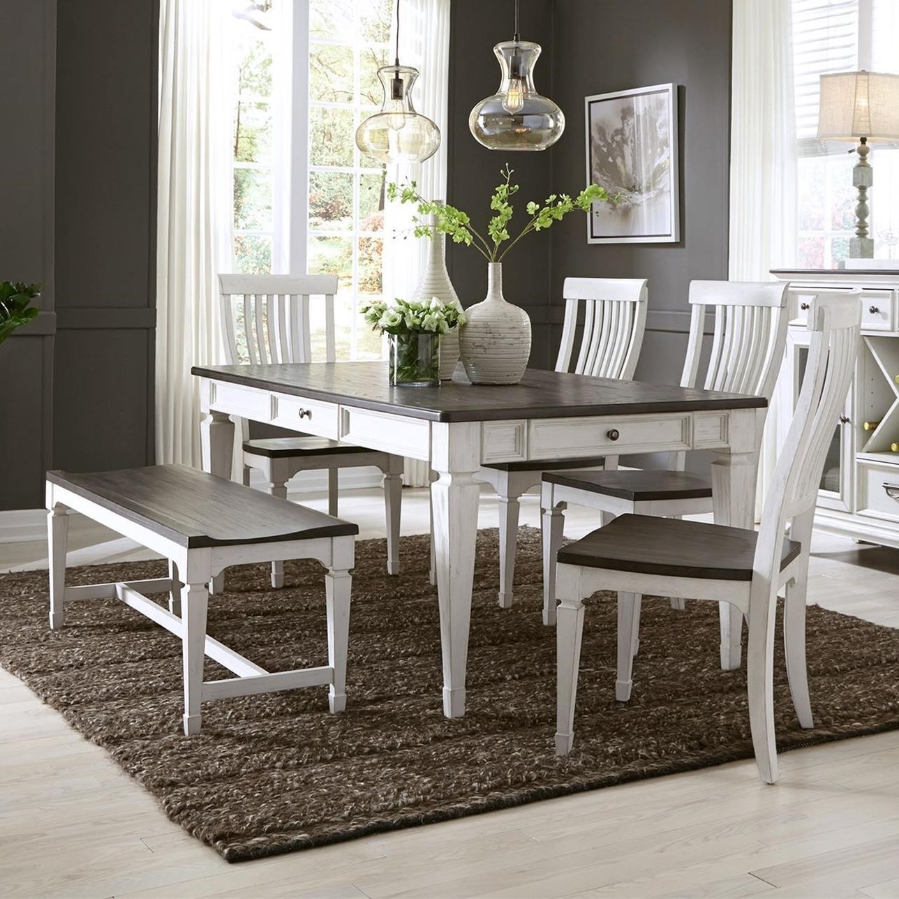 Rectangle dining table shop set with bench